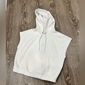Old Navy Dynamic Fleece Cropped White Sleeveless Hoodie size S